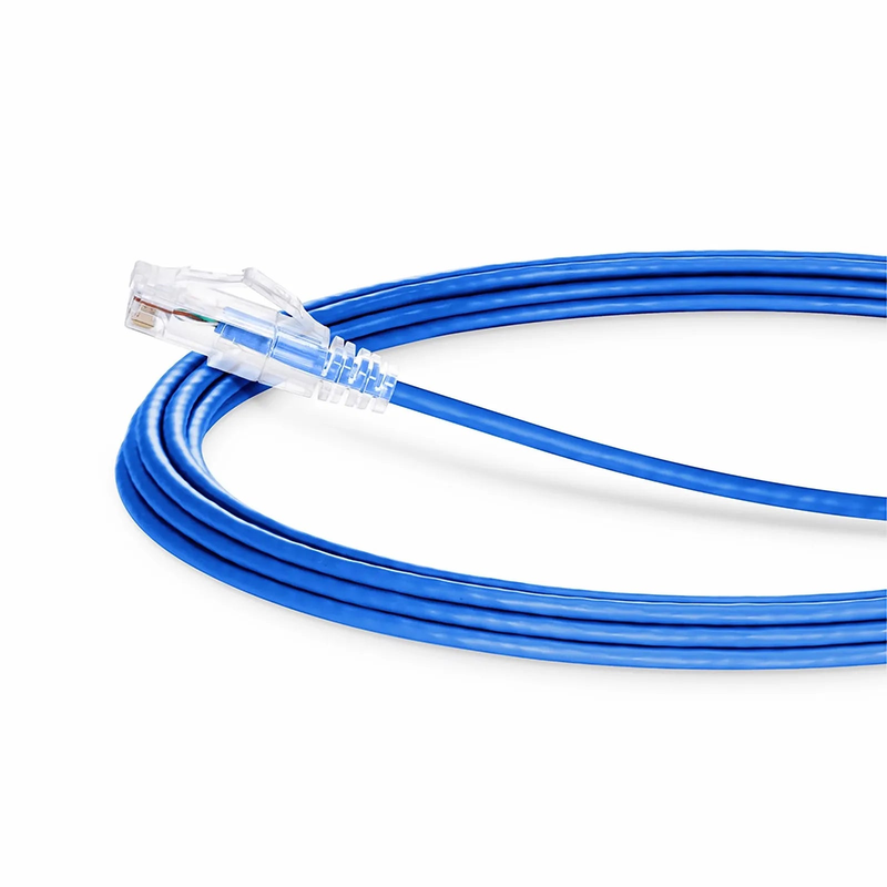 FyberOptix 17ft (5.2m) Cat6 28AWG Snagless Unshielded (U/UTP) PVC CM Small Diameter High-Flex Ethernet Network Patch Cable, Blue