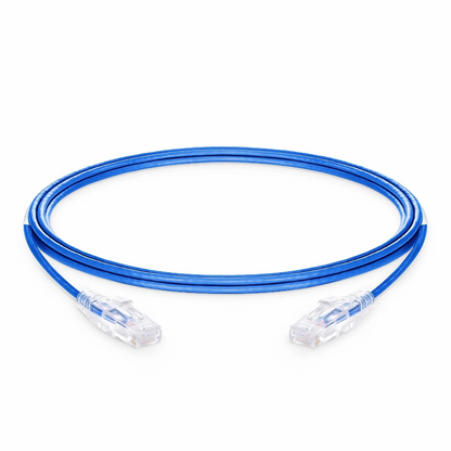 FyberOptix 10ft (3m) Cat6 28AWG Snagless Unshielded (U/UTP) PVC CM Small Diameter High-Flex Ethernet Network Patch Cable, Blue