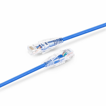 FyberOptix 8in (0.2m) Cat6 28AWG Snagless Unshielded (U/UTP) PVC CM Small Diameter High-Flex Ethernet Network Patch Cable, Blue