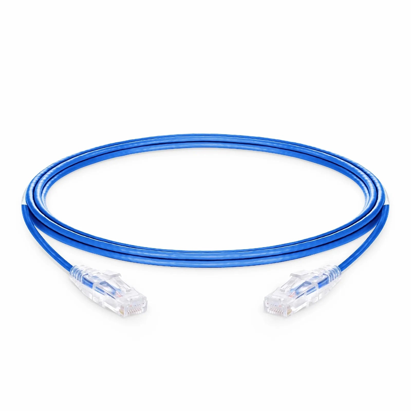 FyberOptix 15ft (4.6m) Cat6 28AWG Snagless Unshielded (U/UTP) PVC CM Small Diameter High-Flex Ethernet Network Patch Cable, Blue