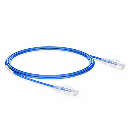 FyberOptix 15ft (4.6m) Cat6 28AWG Snagless Unshielded (U/UTP) PVC CM Small Diameter High-Flex Ethernet Network Patch Cable, Blue