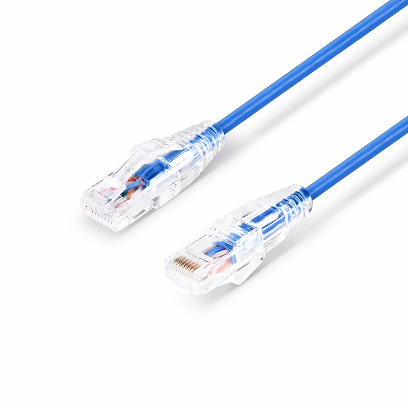 FyberOptix 15ft (4.6m) Cat6 28AWG Snagless Unshielded (U/UTP) PVC CM Small Diameter High-Flex Ethernet Network Patch Cable, Blue