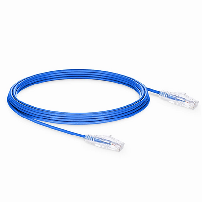 FyberOptix 33ft (10m) Cat6 28AWG Snagless Unshielded (U/UTP) PVC CM Small Diameter High-Flex Ethernet Network Patch Cable, Blue