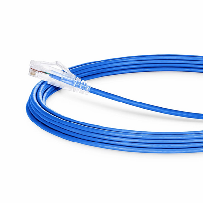 FyberOptix 50ft (15.2m) Cat6 28AWG Snagless Unshielded (U/UTP) PVC CM Small Diameter High-Flex Ethernet Network Patch Cable, Blue