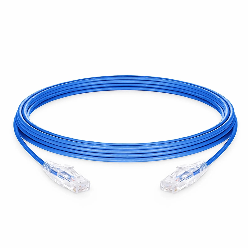 FyberOptix 80ft (24.4m) Cat6 28AWG Snagless Unshielded (U/UTP) PVC CM Small Diameter High-Flex Ethernet Network Patch Cable, Blue