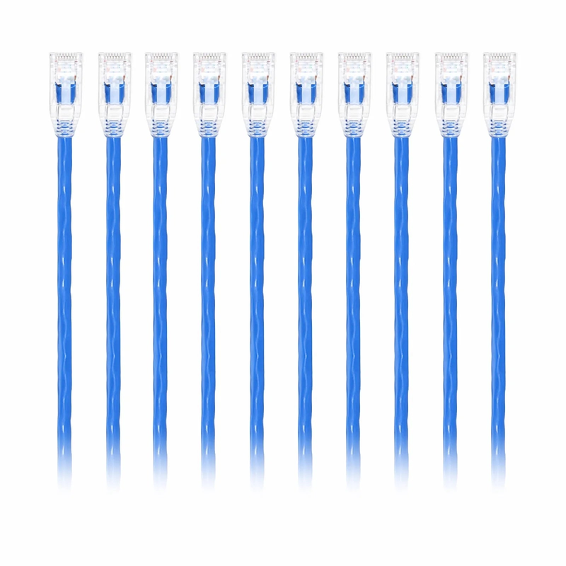 FyberOptix 8ft (2.4m) Cat6 24AWG Snagless Unshielded (U/UTP) PVC CM Ethernet Network Patch Cable, Blue, (10pcs/pack)