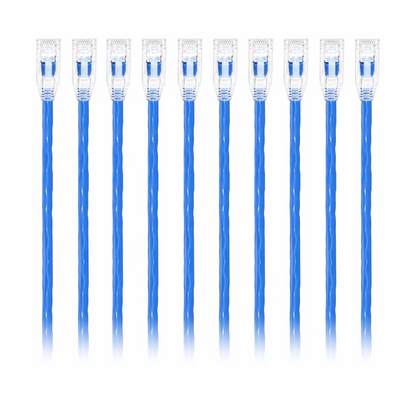 FyberOptix 6in (0.15m) Cat6 24AWG Snagless Unshielded (U/UTP) PVC CM Ethernet Network Patch Cable, Blue, (10pcs/pack)