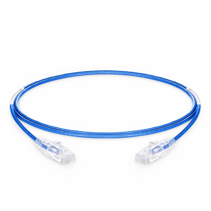 FyberOptix 4ft (1.2m) Cat6a 28AWG Snagless Unshielded (U/UTP) PVC CM Small Diameter High-Flex Ethernet Network Patch Cable, Blue