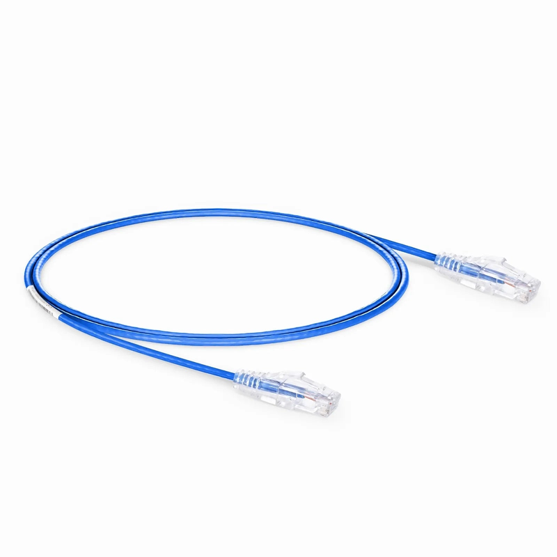 FyberOptix 4ft (1.2m) Cat6a 28AWG Snagless Unshielded (U/UTP) PVC CM Small Diameter High-Flex Ethernet Network Patch Cable, Blue
