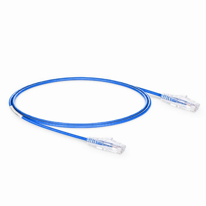 FyberOptix 4ft (1.2m) Cat6a 28AWG Snagless Unshielded (U/UTP) PVC CM Small Diameter High-Flex Ethernet Network Patch Cable, Blue