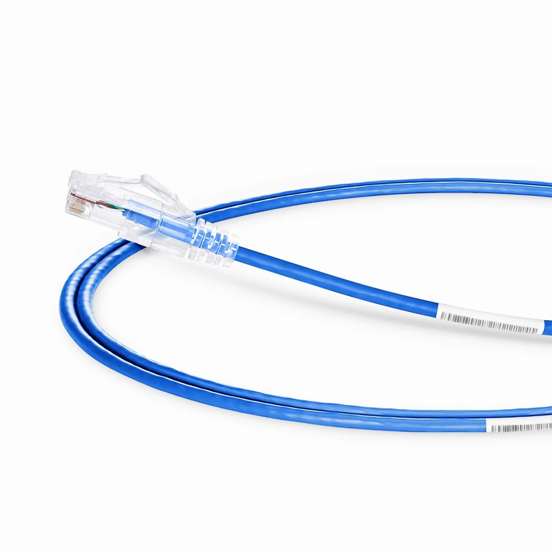 FyberOptix 7ft (2.1m) Cat6a 28AWG Snagless Unshielded (U/UTP) PVC CM Small Diameter High-Flex Ethernet Network Patch Cable, Blue