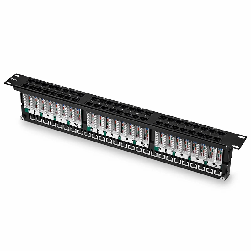 FyberOptix Cat6 110-Style Patch Panel, 48-Port, 1RU, Cable Management Bar Included