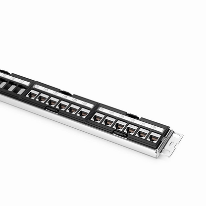 FyberOptix FDMP Cat6a 110-Style Shielded Recessed Patch Panel, 24-Port, 1RU, Cable Management Bar Included