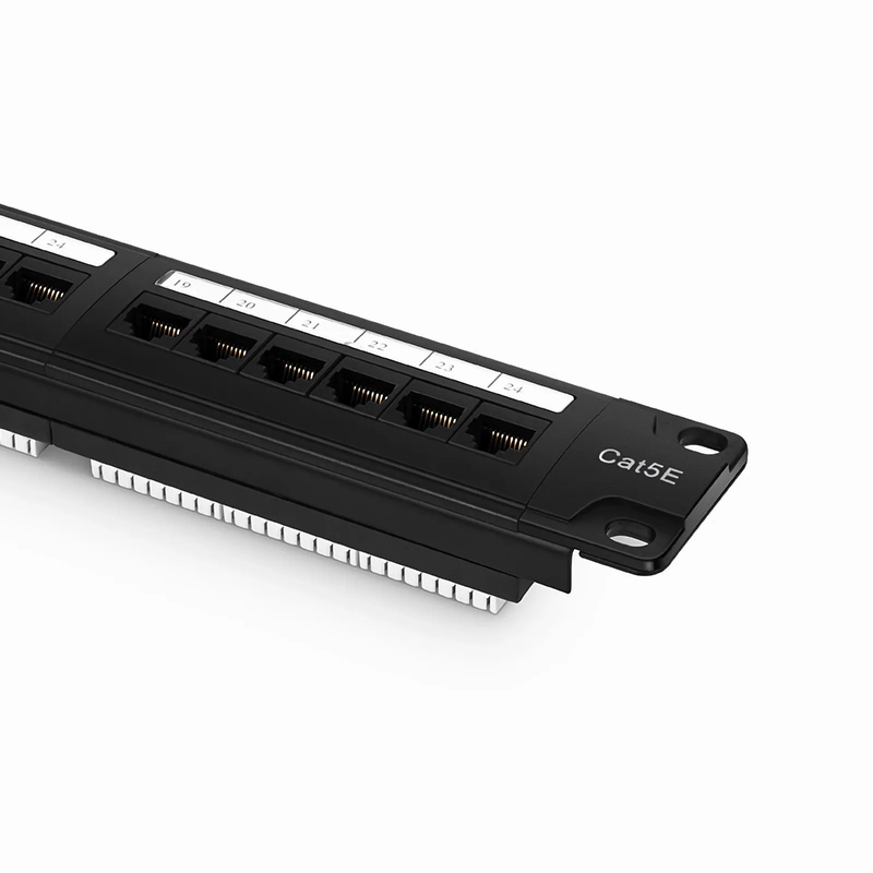 FyberOptix Cat5e 110-Style Patch Panel, 24-Port, 1RU, Cable Management Bar Included