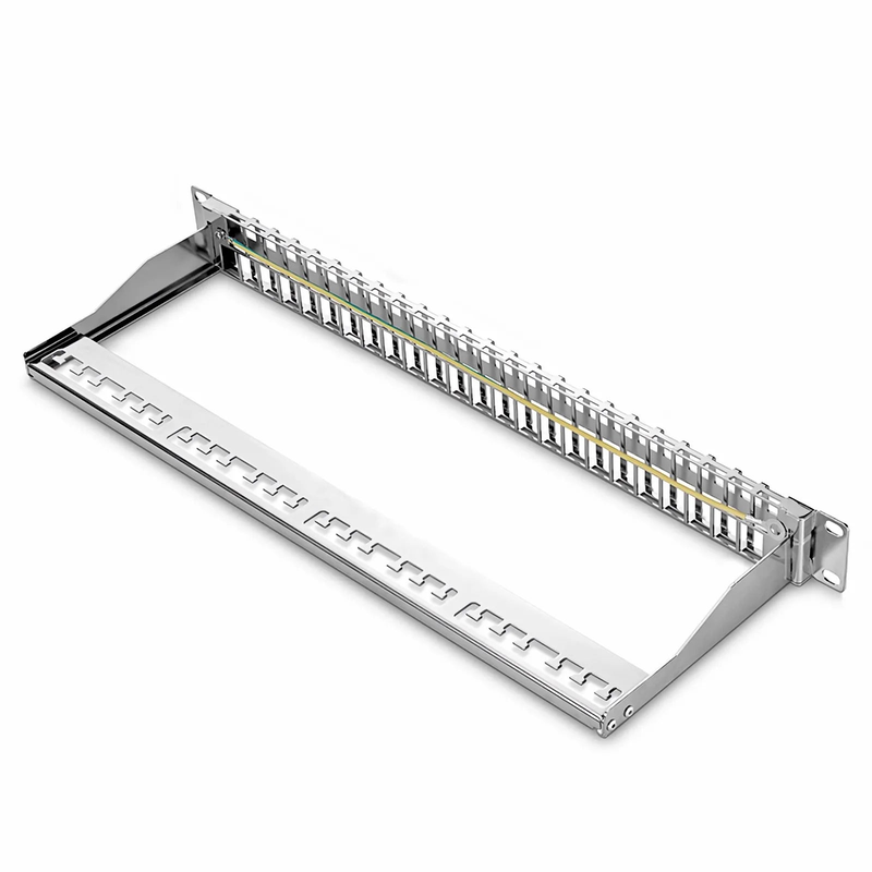 FyberOptix FDMP Blank Shielded/UnShielded Flat Patch Panel for Keystone Modules, 48-Port, 1RU, Cable Management Bar Included