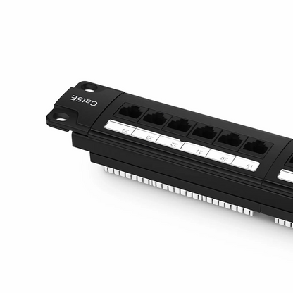 FyberOptix Cat5e 110-Style Patch Panel, 24-Port, 1RU, Cable Management Bar Included