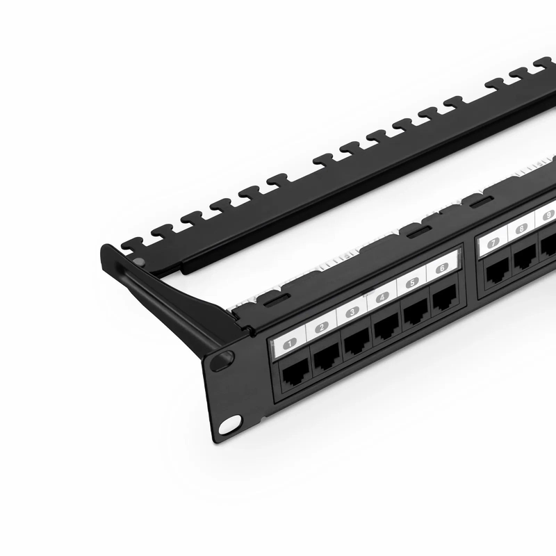 FyberOptix Cat6a 110-Style Unshielded Patch Panel, 24-Port, 1RU, Cable Management Bar Included