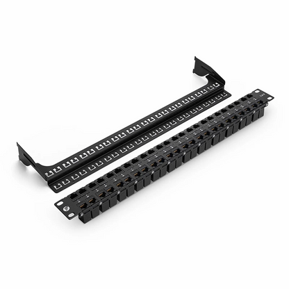 FyberOptix Cat6 High Density Coupler Patch Panel, 48-Port, 1RU, Cable Management Bar Included