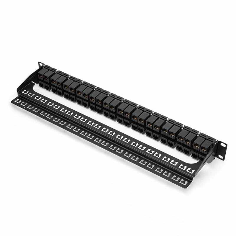 FyberOptix Cat6 High Density Coupler Patch Panel, 48-Port, 1RU, Cable Management Bar Included