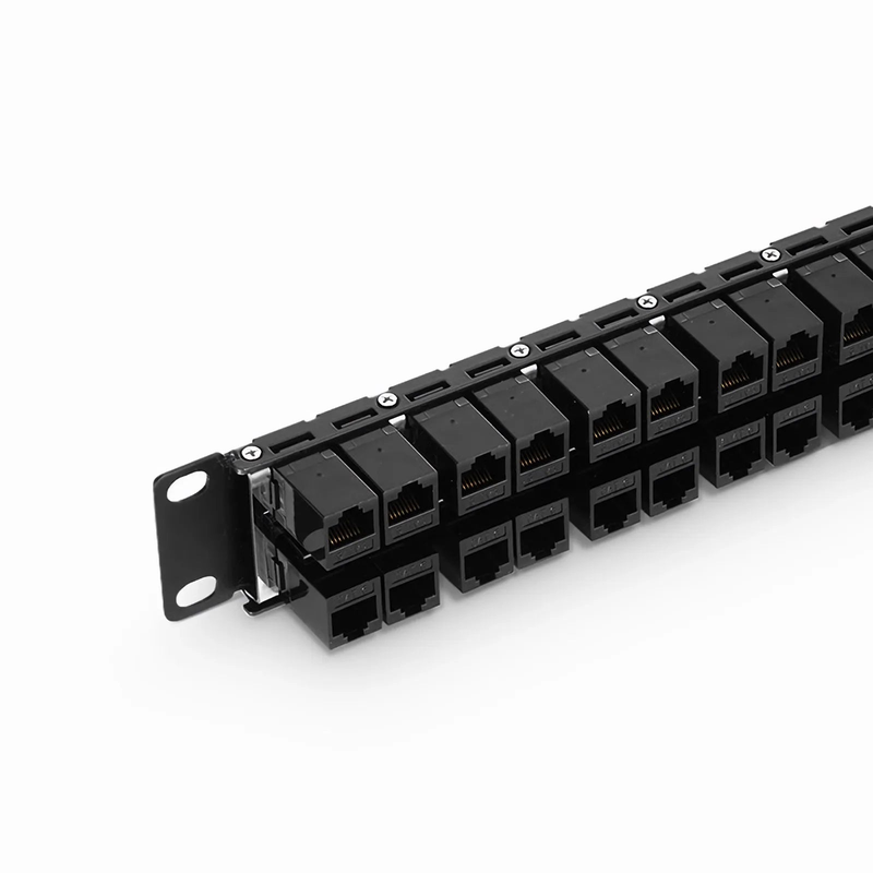 FyberOptix Cat6 High Density Coupler Patch Panel, 48-Port, 1RU, Cable Management Bar Included