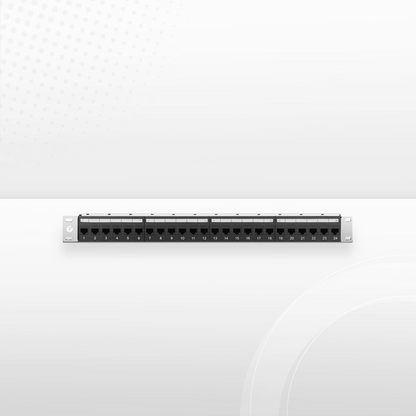FyberOptix Cat5e Coupler Patch Panel, 24-Port, 1RU, Cable Management Bar Included