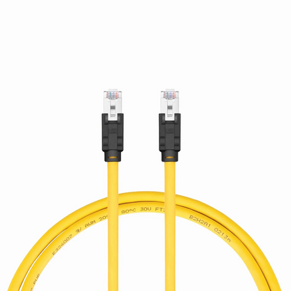 FyberOptix 33ft (10m) Industrial Cat6a Shielded (S/FTP) PUR Ethernet Network Patch Cable, Yellow