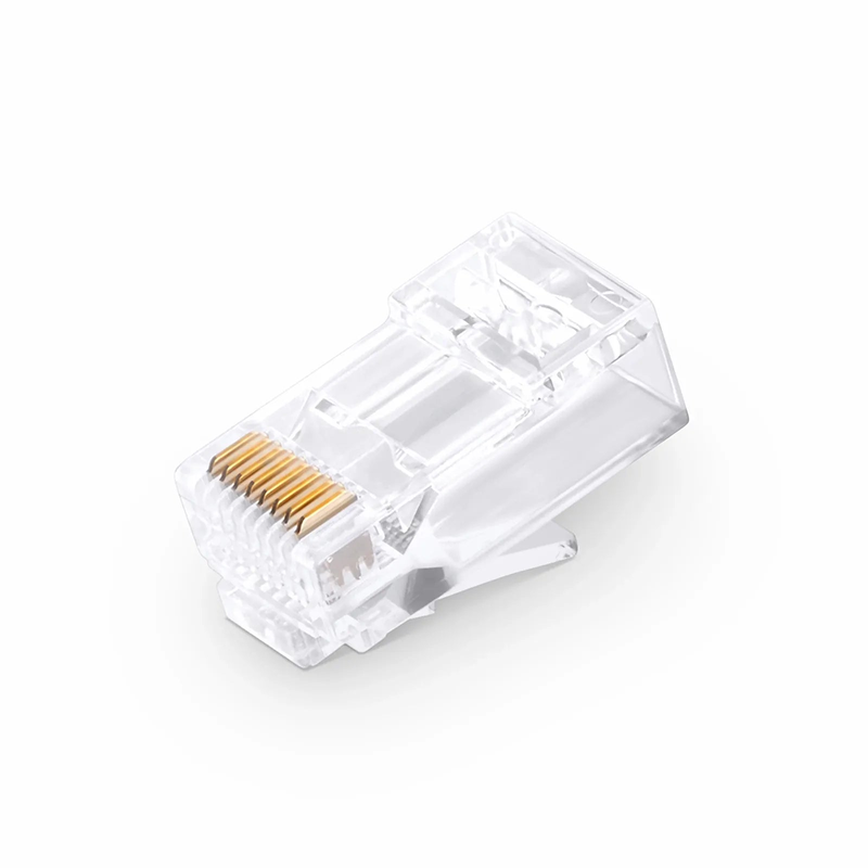 FyberOptix Cat6 RJ45 Pass Through Modular Plugs, Unshielded Network Connectors for 24AWG Twisted Pair Solid or Stranded Cable (50/Pack)