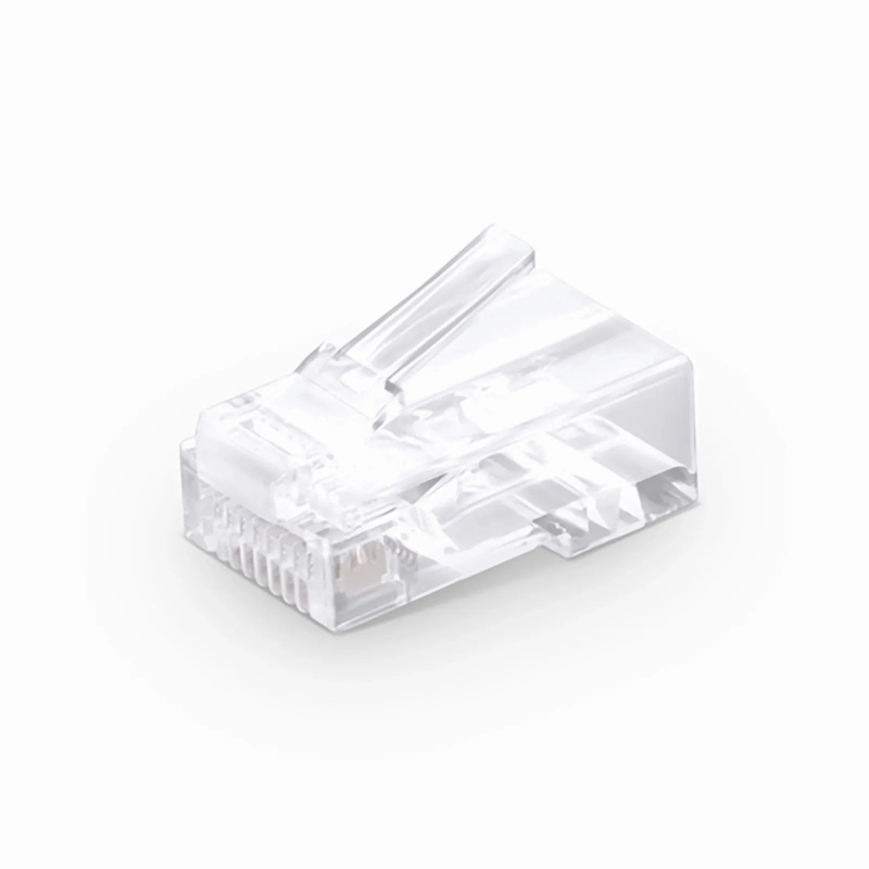 FyberOptix Cat6 RJ45 Pass Through Modular Plugs, Unshielded Network Connectors for 24AWG Twisted Pair Solid or Stranded Cable (50/Pack)
