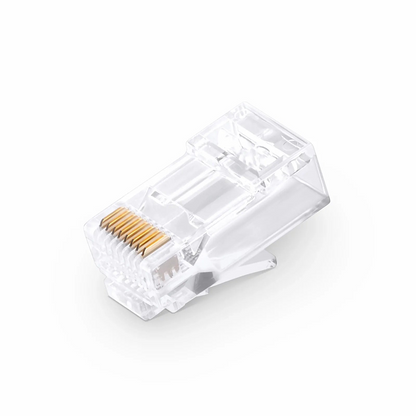 FyberOptix Cat6 RJ45 Pass Through Modular Plugs, Unshielded Network Connectors for 24AWG Twisted Pair Solid or Stranded Cable (50/Pack)