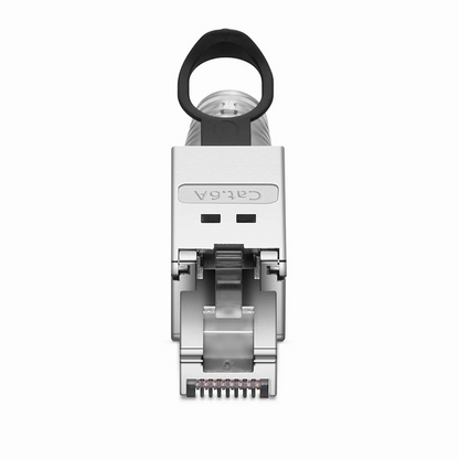 FyberOptix Cat5e/Cat6/Cat6a RJ45 Tool-Free Field Term Modular Plugs with Pull-tab, Shielded Network Connectors for 23~26AWG Twisted Pair Solid or Stranded Cable (10/Pack)