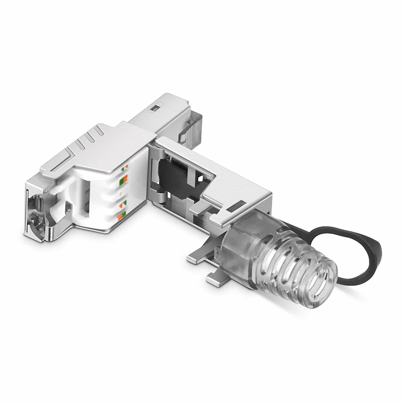 FyberOptix Cat5e/Cat6/Cat6a RJ45 Tool-Free Field Term Modular Plugs with Pull-tab, Shielded Network Connectors for 23~26AWG Twisted Pair Solid or Stranded Cable (10/Pack)
