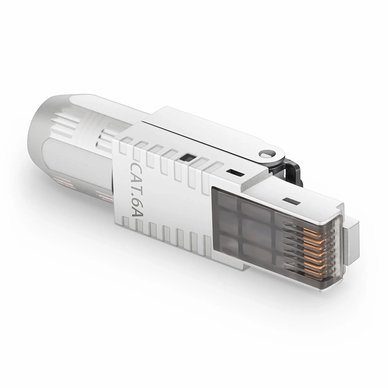 FyberOptix Cat5e/Cat6/Cat6a RJ45 Tool-Free Modular Plugs, Shielded Network Connectors for 23~26AWG Twisted Pair Solid or Stranded Cable (10/Pack)