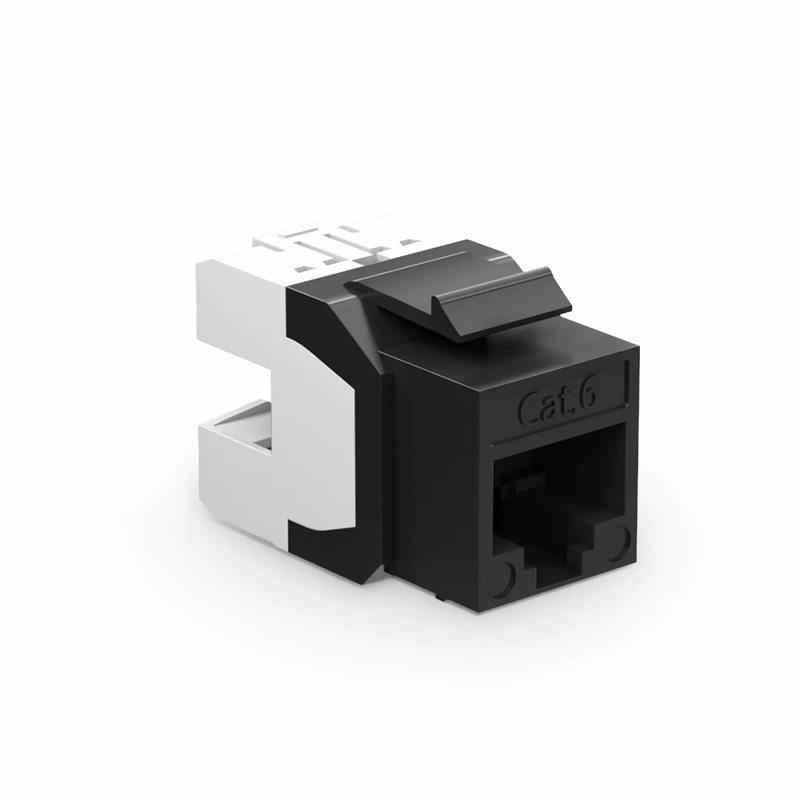 FyberOptix Cat6 RJ45 (8P8C) Unshielded Punch Down Keystone Jack Module, Black (10 pcs/Pack)