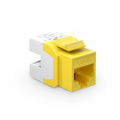 FyberOptix Cat6 RJ45 (8P8C) Unshielded Punch Down Keystone Jack Module, Yellow (10 pcs/Pack)