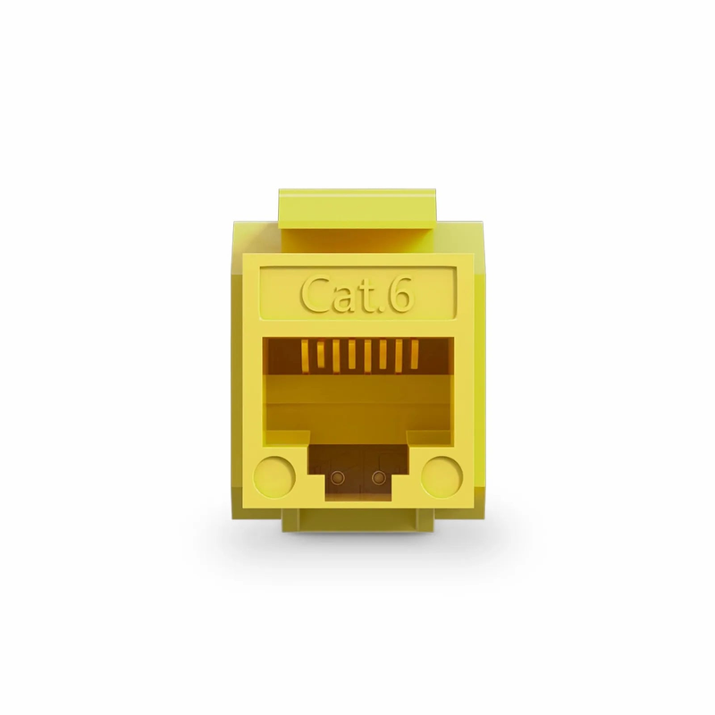 FyberOptix Cat6 RJ45 (8P8C) Unshielded Punch Down Keystone Jack Module, Yellow (10 pcs/Pack)