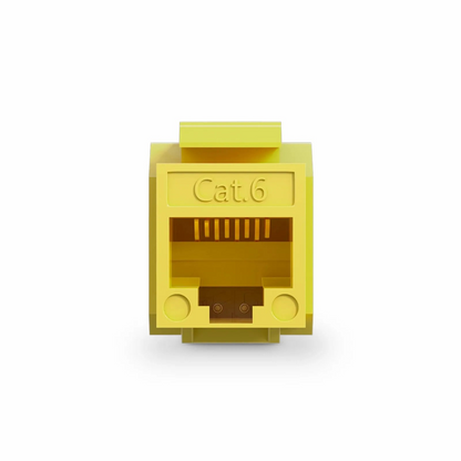 FyberOptix Cat6 RJ45 (8P8C) Unshielded Punch Down Keystone Jack Module, Yellow (10 pcs/Pack)