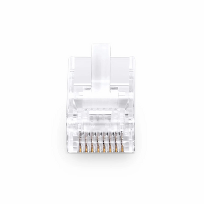 FyberOptix Cat6 RJ45 Pass Through Modular Plugs, Unshielded Network Connectors for 24AWG Twisted Pair Solid or Stranded Cable (50/Pack)