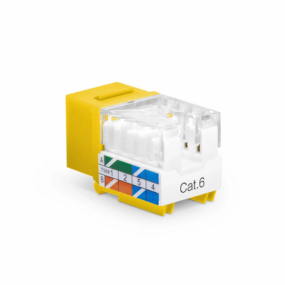 FyberOptix Cat6 RJ45 (8P8C) Unshielded Punch Down Keystone Jack Module, Yellow, 12Pcs/Pack
