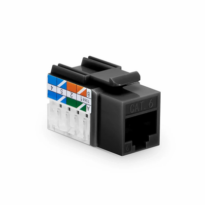 FyberOptix Cat6 RJ45 (8P8C) Unshielded Punch Down Keystone Jack Module, Black, 12Pcs/Pack