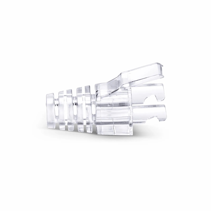 FyberOptix Cat6 RJ45 Strain Relief Boots, 6.0-6.5mm OD for Cat6 UTP 23~24AWG, F/UTP 26AWG Ethernet Network Cable, Transparent, 50PCS/Pack