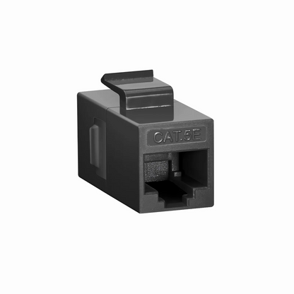FyberOptix Cat5e Keystone RJ45 Coupler, Unshielded, Female to Female Insert Inline Coupler - Black (12pcs/Pack)