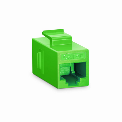 FyberOptix Cat5e Keystone RJ45 Coupler, Unshielded, Female to Female Insert Inline Coupler - Green (12pcs/Pack)