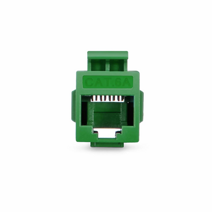 FyberOptix Cat6a Keystone RJ45 Coupler, Unshielded, Female to Female Insert Inline Coupler - Green