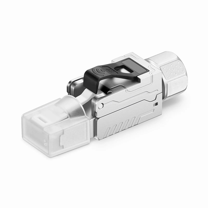 FyberOptix Cat8 RJ45 Tool-Free Modular Plugs, Shielded Network Connectors for 22~24AWG Twisted Pair Solid or Stranded Cable (10/Pack)