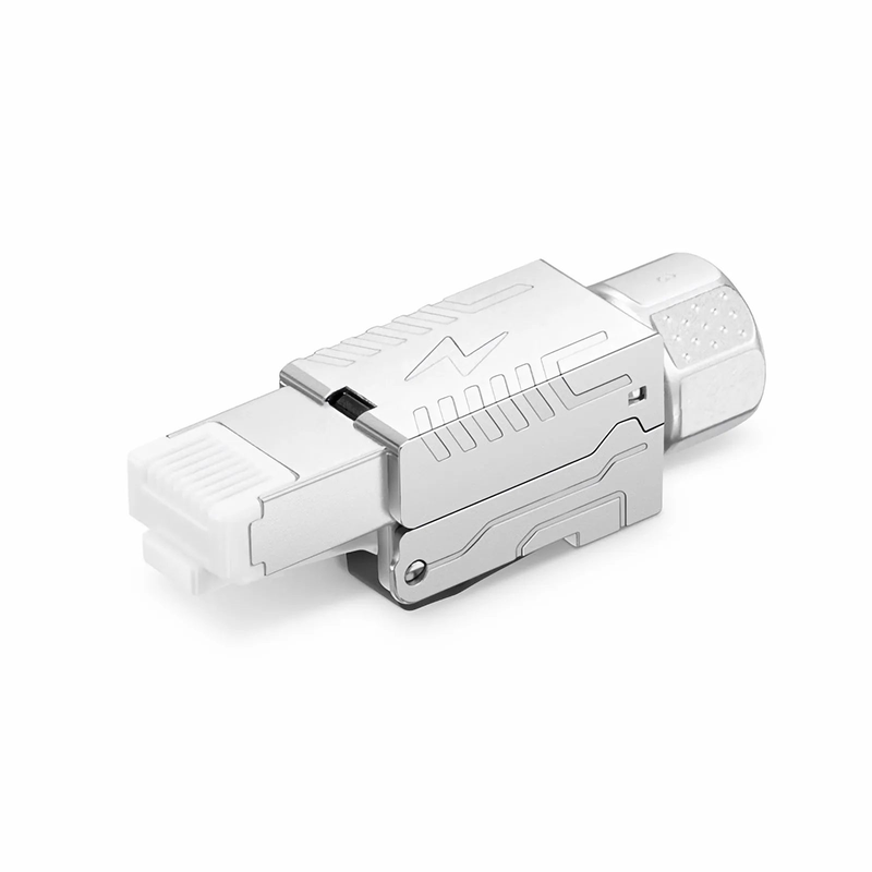 FyberOptix Cat8 RJ45 Tool-Free Modular Plugs, Shielded Network Connectors for 22~24AWG Twisted Pair Solid or Stranded Cable (10/Pack)