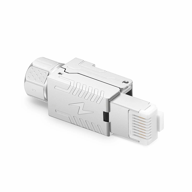 FyberOptix Cat8 RJ45 Tool-Free Modular Plugs, Shielded Network Connectors for 22~24AWG Twisted Pair Solid or Stranded Cable (10/Pack)