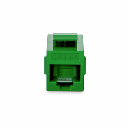 FyberOptix Cat6a Keystone RJ45 Coupler, Unshielded, Female to Female Insert Inline Coupler - Green