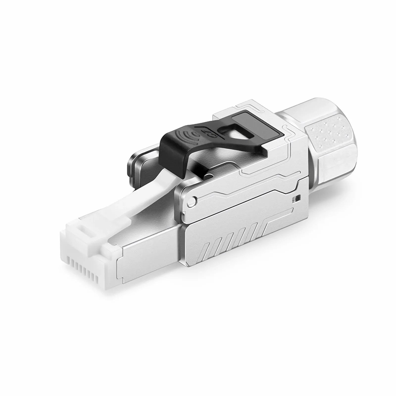 FyberOptix Cat7 RJ45 Tool-Free Modular Plugs, Shielded Network Connectors for 22~24AWG Twisted Pair Solid or Stranded Cable (10/Pack)