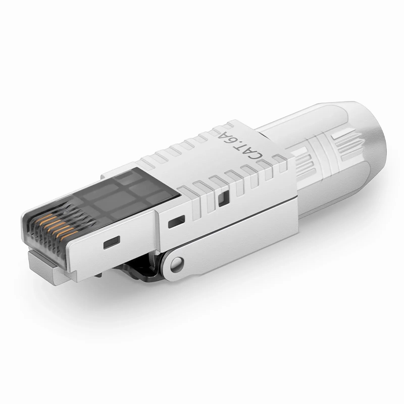 FyberOptix Cat5e/Cat6/Cat6a RJ45 Tool-Free Modular Plugs, Shielded Network Connectors for 23~26AWG Twisted Pair Solid or Stranded Cable (10/Pack)