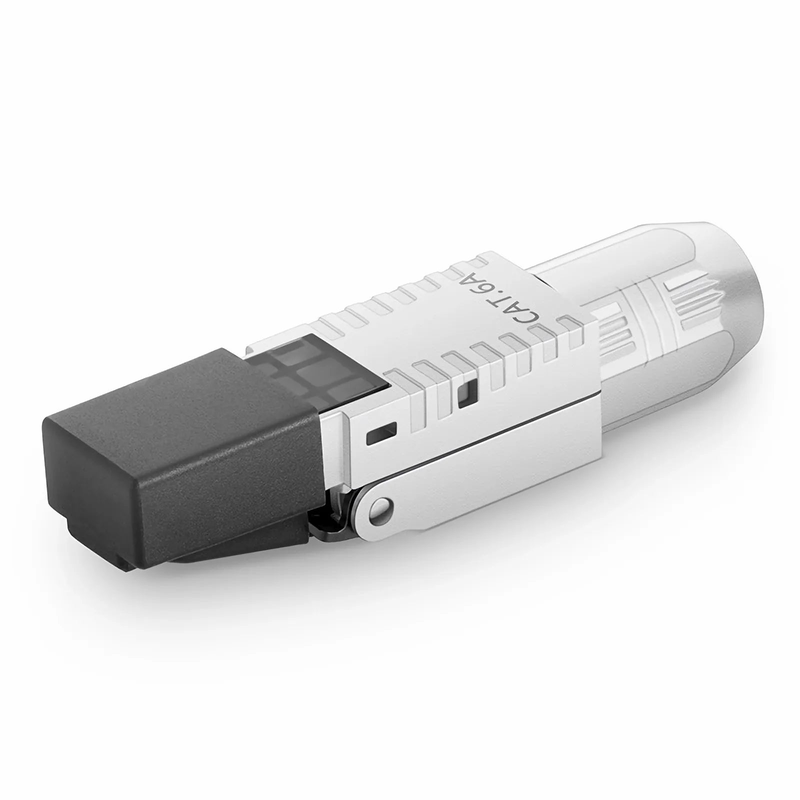 FyberOptix Cat5e/Cat6/Cat6a RJ45 Tool-Free Modular Plugs, Shielded Network Connectors for 23~26AWG Twisted Pair Solid or Stranded Cable (10/Pack)